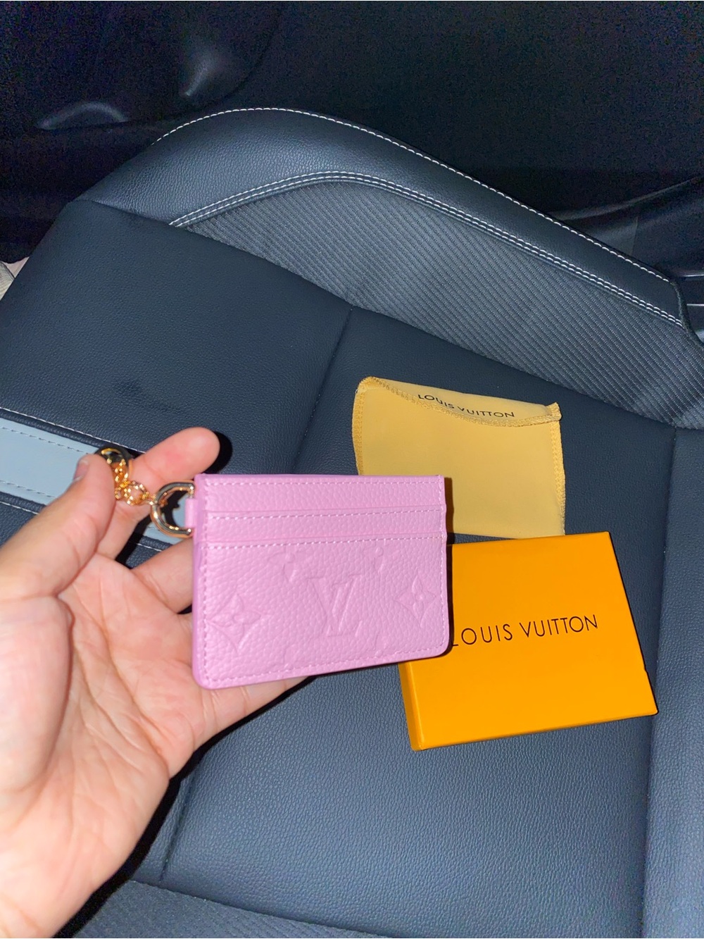 Louis Vuitton Pink Monogram Cardholder with Gold LV Charms